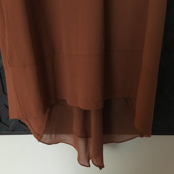 NWOT Flowy Boho Chestnut Brown High Low Dress - Picture 8 of 16